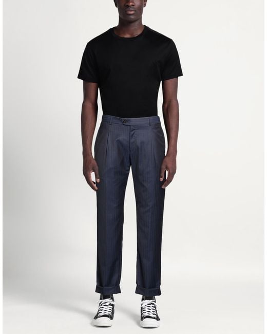 Reveres 1949 Blue Midnight Pants Virgin Wool for men