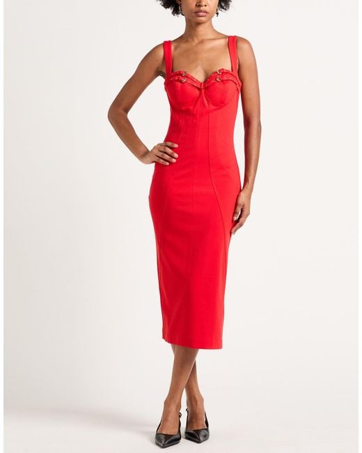 Versace Jeans Couture Red Midi Dress Viscose, Polyamide, Elastane