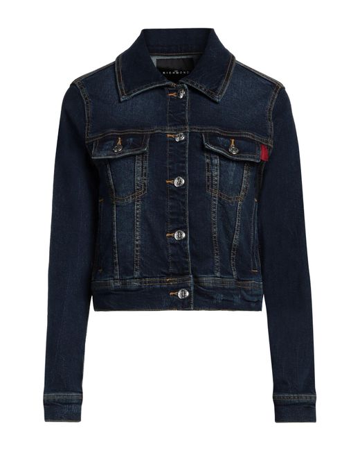 John Richmond Blue Denim Outerwear Cotton, Elastane