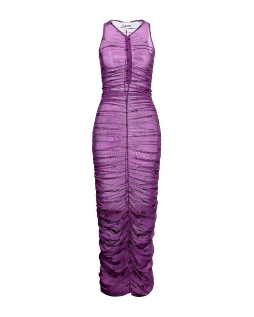 Ganni Purple Maxi-Kleid