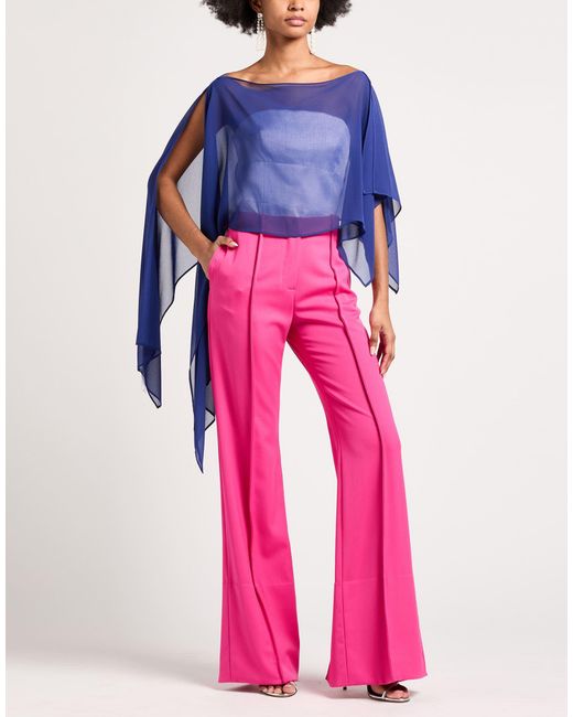 Semicouture Pink Pants Polyester, Virgin Wool, Elastane