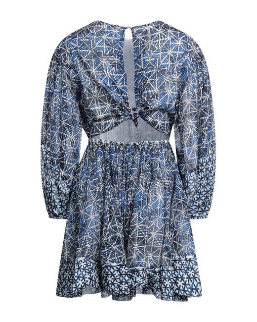 Maje Blue Cutout Printed Cotton-voile Mini Dress