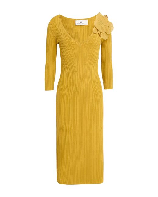 Elisabetta Franchi Yellow Midi Dress