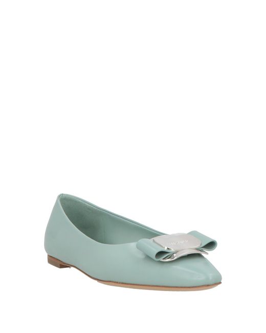 Ferragamo Green Ballet Flats Leather