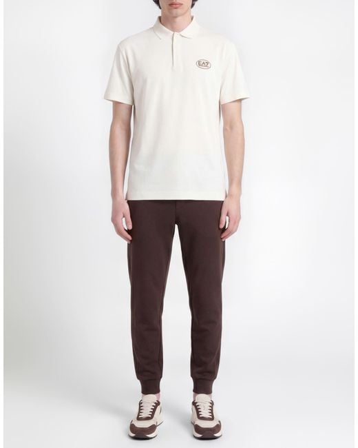 EA7 White Ivory Polo Shirt Polyester, Elastane for men