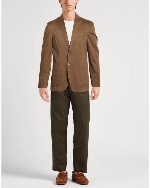 Paoloni Brown Blazer Cotton, Elastane for men