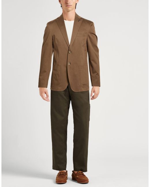 Paoloni Brown Blazer Cotton, Elastane for men