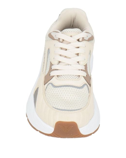 EA7 White Cream Sneakers Polyester, Polyurethane, Polyamide, Elastane