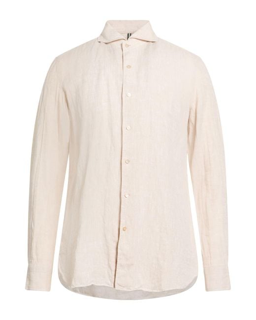 Luigi Borrelli Napoli White Cream Shirt Linen for men