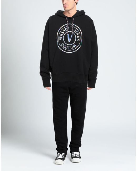Versace Jeans Couture Black Sweatshirt Cotton, Elastane for men