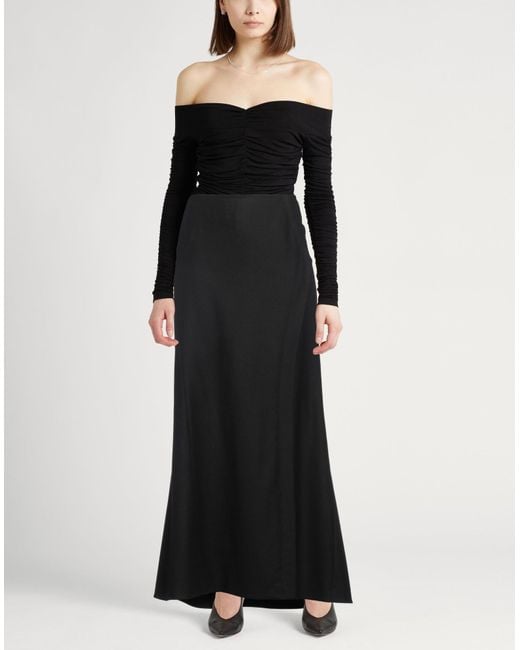 Alberta Ferretti Black Maxi Skirt Virgin Wool, Elastane