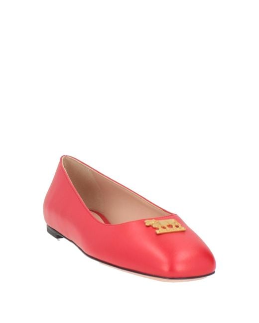 Bally Red Ballet Flats Calfskin