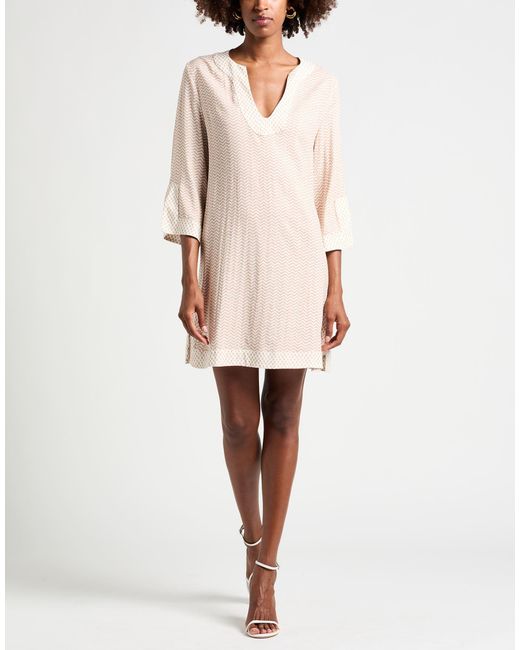 IU RITA MENNOIA Natural Blush Mini Dress Viscose, Linen