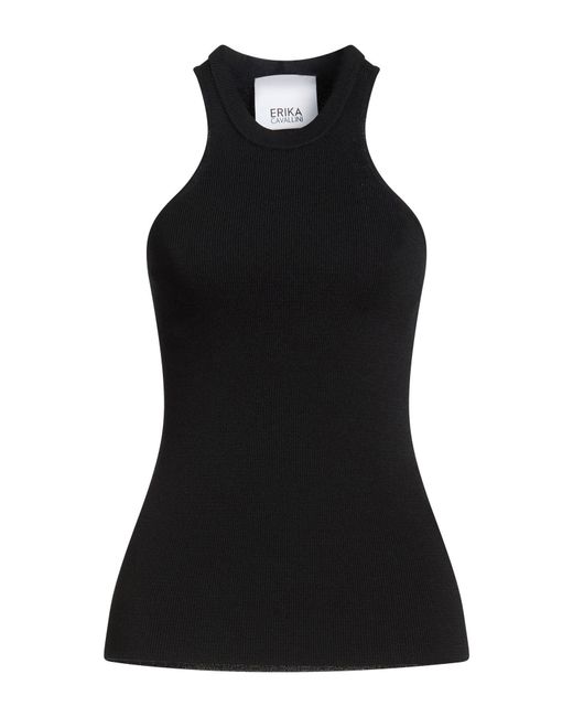 Erika Cavallini Semi Couture Black Tank Top Viscose, Polyamide