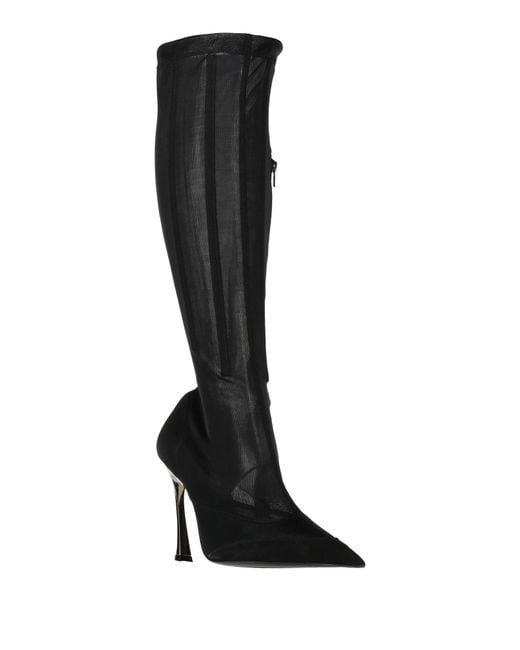 Mugler Black Boot Textile Fibers, Leather