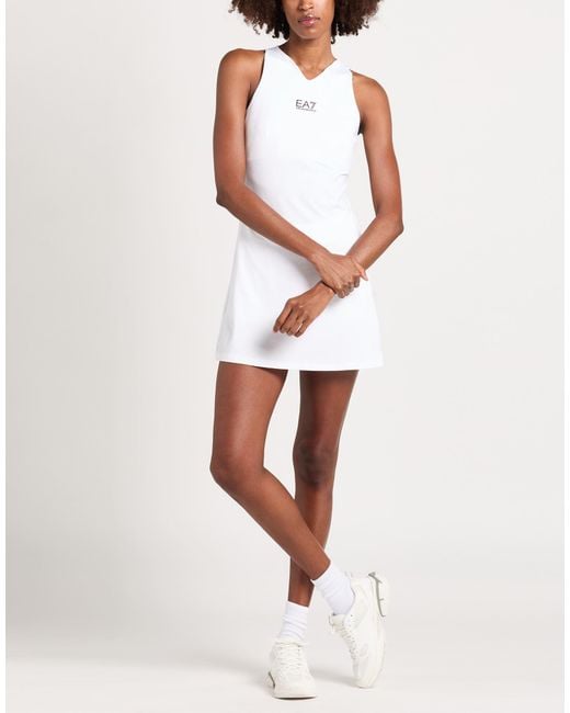 EA7 White Mini Dress Polyamide, Elastane