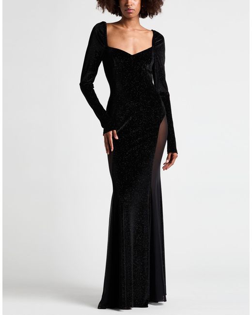 MATILDE COUTURE Black Maxi Dress Polyester, Elastane
