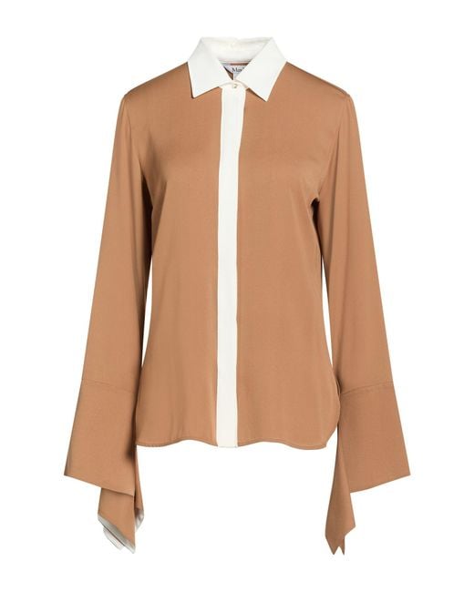 Max Mara Brown Camel Shirt Silk