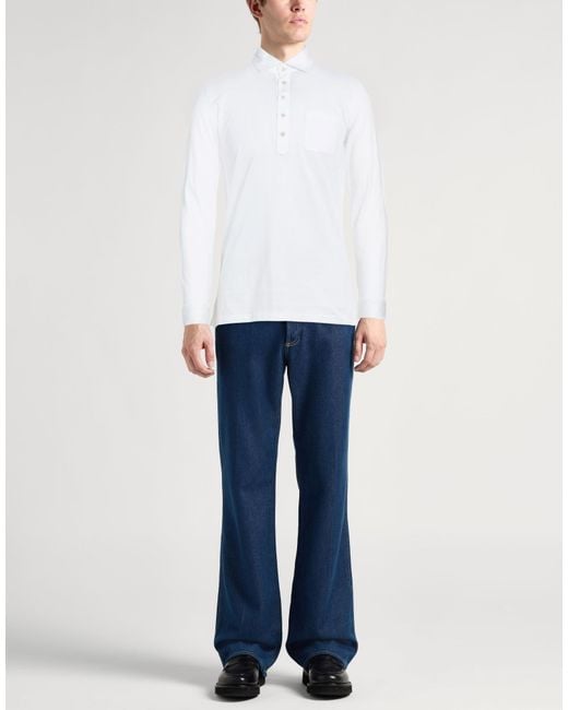 Moorer White Polo Shirt Cotton for men