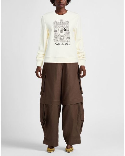Karl Lagerfeld White Ivory Sweatshirt Organic Cotton