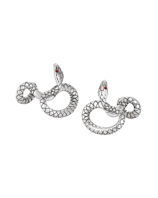 Montblanc Metallic Cufflinks, Serpent Design In Silver With Red Lacquered Eyes Male for men