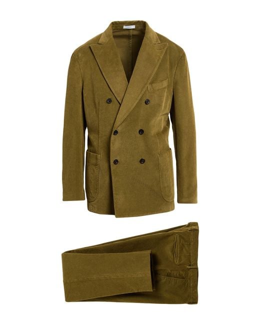 Boglioli Green Military Suit Cotton, Modal, Elastane for men