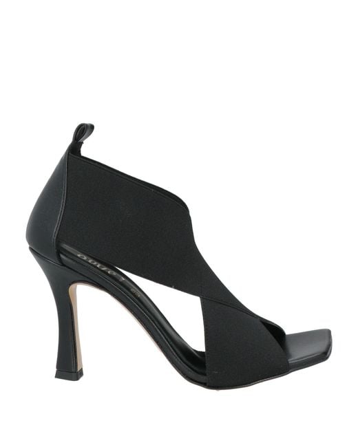 Ovyè Black Sandals Leather, Elastic Fibres