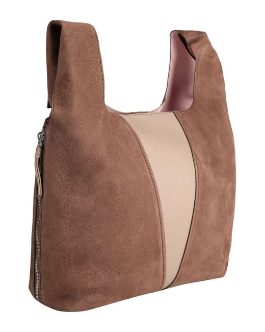 LES VISIONNAIRES Brown Mia Bicolor Satiny Leather -- Handbag Bovine Leather