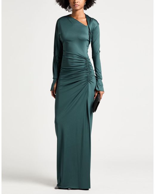 Victoria Beckham Green Maxi Dress Polyester, Elastane