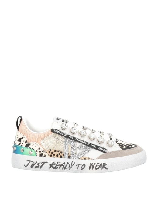 Emanuélle Vee White Ivory Sneakers Leather, Textile Fibers