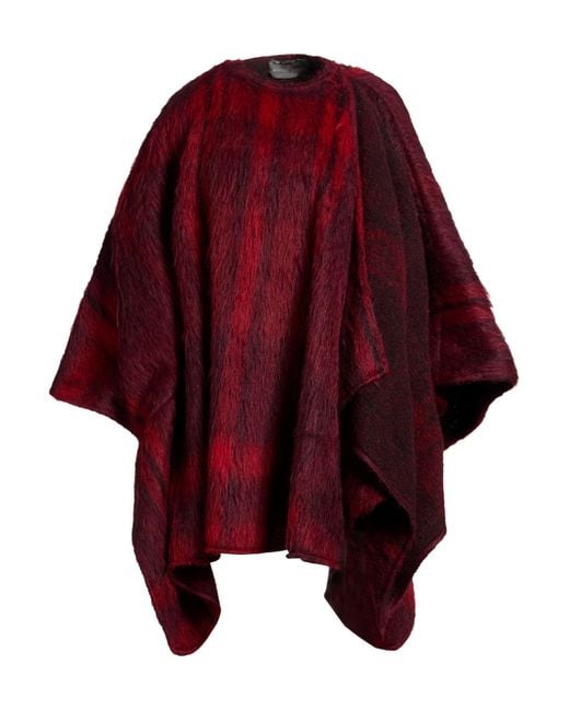 Alberta Ferretti Red Cape Acrylic, Mohair Wool, Alpaca Wool, Virgin Wool, Polyamide