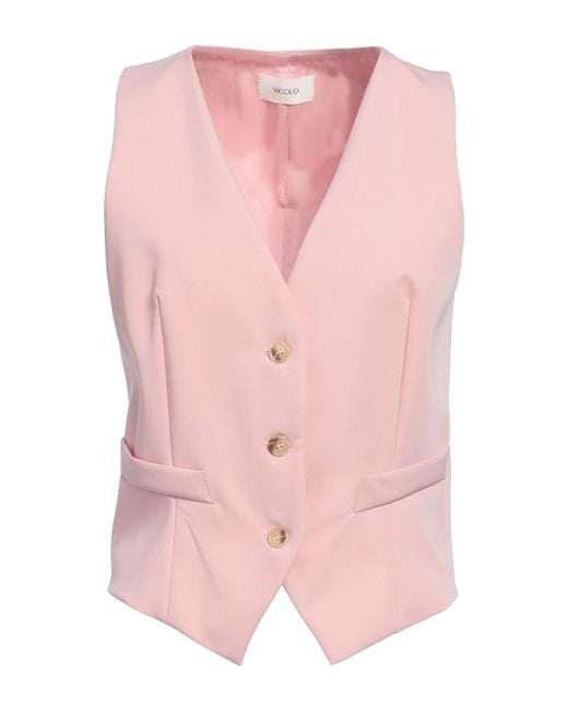 ViCOLO Pink Tailored Vest Polyester, Viscose, Elastane