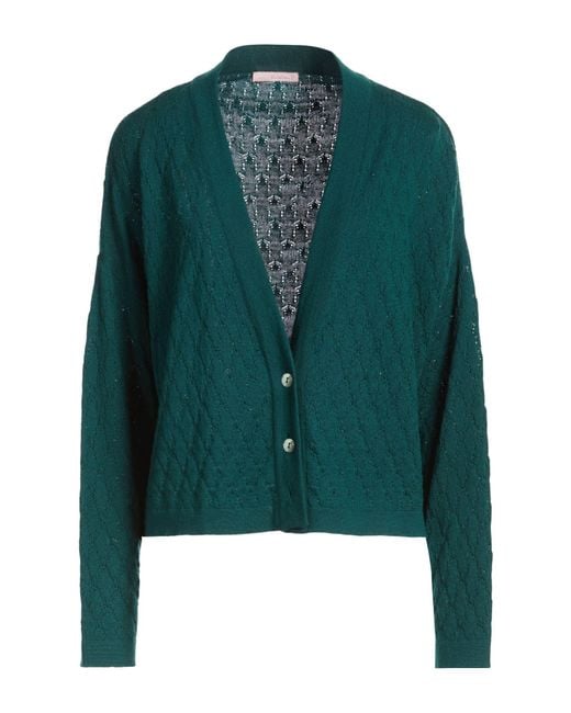 Kristina Ti Green Dark Cardigan Merino Wool