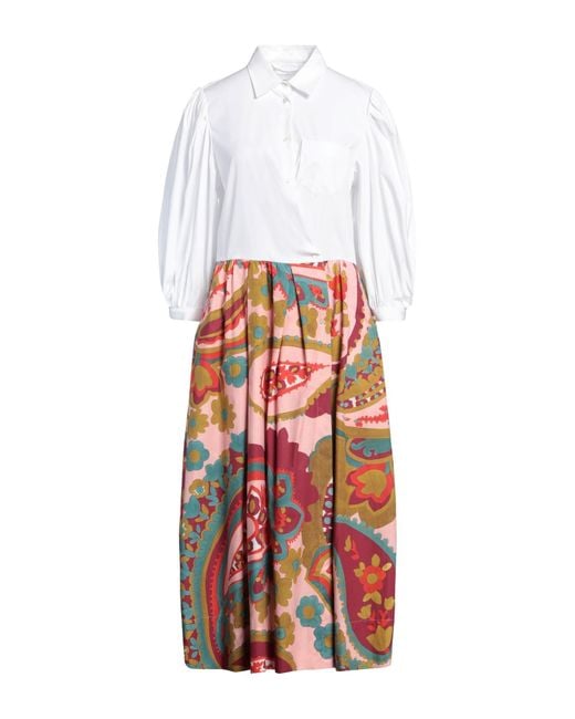 Sara Roka White Midi Dress Cotton, Polyamide, Elastane