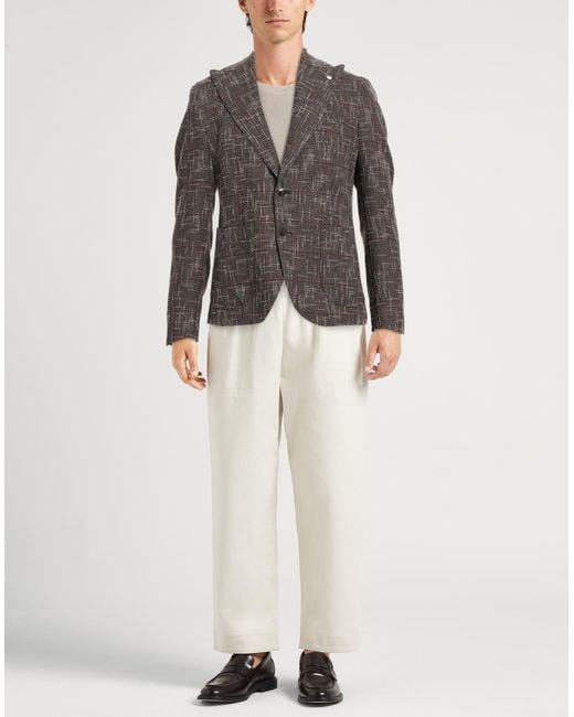 L.b.m. 1911 Gray Dark Blazer Cotton, Wool, Polyester, Polyamide for men