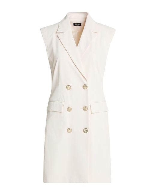 Liu Jo White Cream Mini Dress Polyester, Elastane