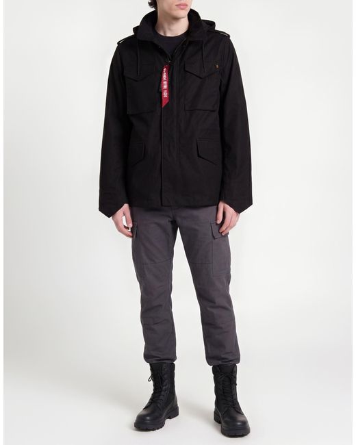 Alpha Industries Black Jacket Cotton, Polyester for men