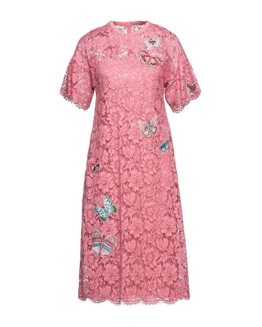 Valentino Garavani Pink Midi Dress Cotton, Viscose, Polyamide, Silk, Virgin Wool