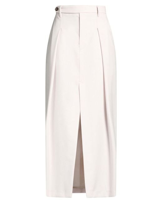 Brunello Cucinelli White Light Maxi Skirt Virgin Wool, Mohair Wool