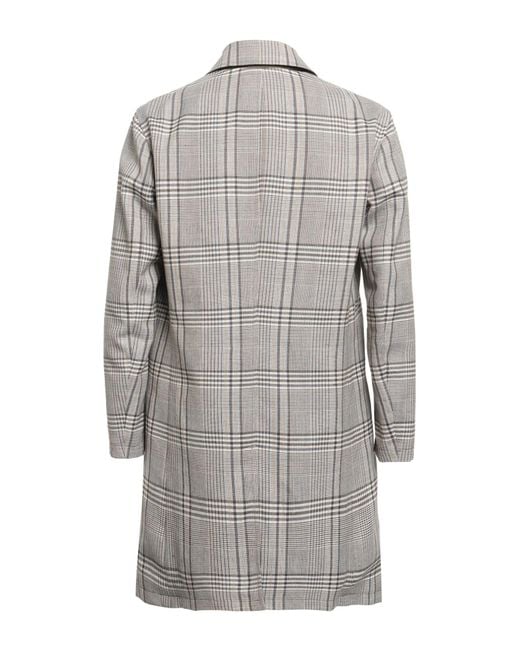 Lardini Gray Overcoat & Trench Coat Wool, Linen for men