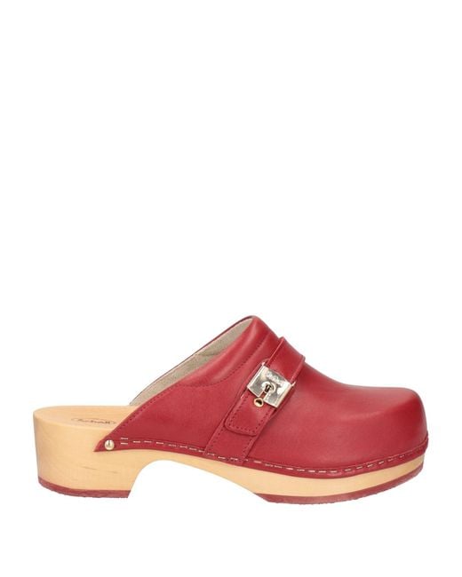 Scholl Red Mules & Clogs Leather