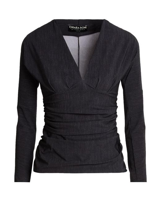 La Petite Robe Di Chiara Boni Black Charcoal Top Polyamide, Elastane