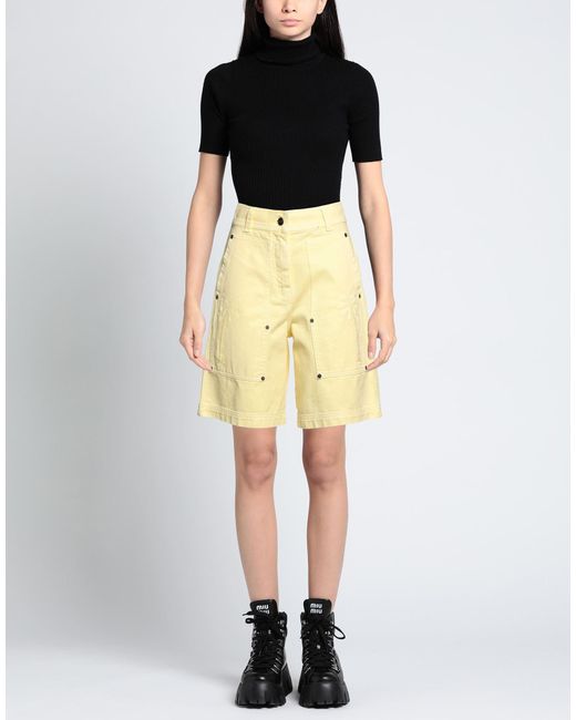 Palm Angels Yellow Denim Shorts