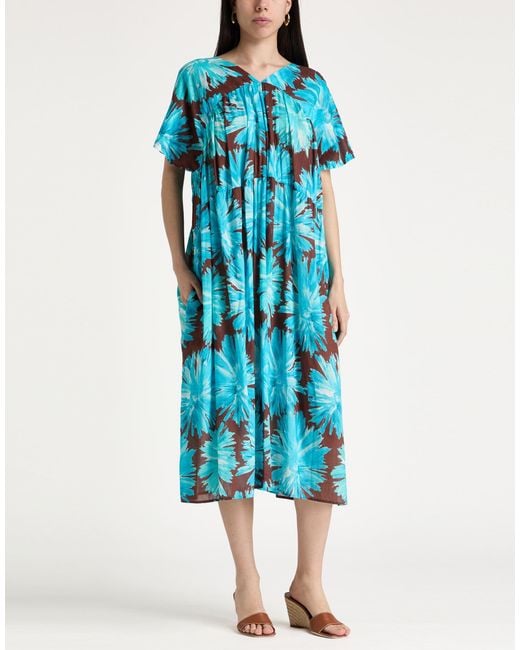 Liviana Conti Blue Azure Midi Dress Cotton