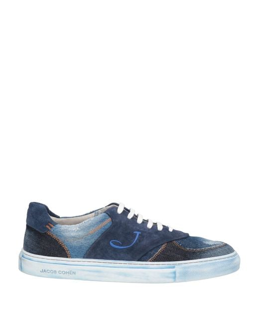 Jacob Cohen Blue Sneakers Textile Fibers, Leather for men