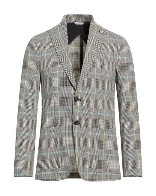 Manuel Ritz Gray Blazer Polyacrylic, Cotton, Elastane for men