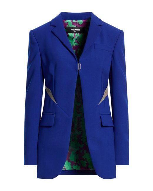 DSquared² Blue Bright Blazer Polyester, Polyurethane, Polyamide
