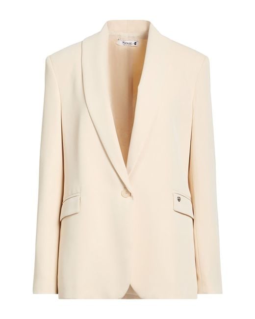 Please Natural Cream Blazer Polyester, Elastane