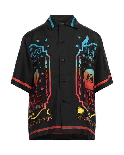 Amiri Men's Black Camp-collar Printed Silk-twill Shirt