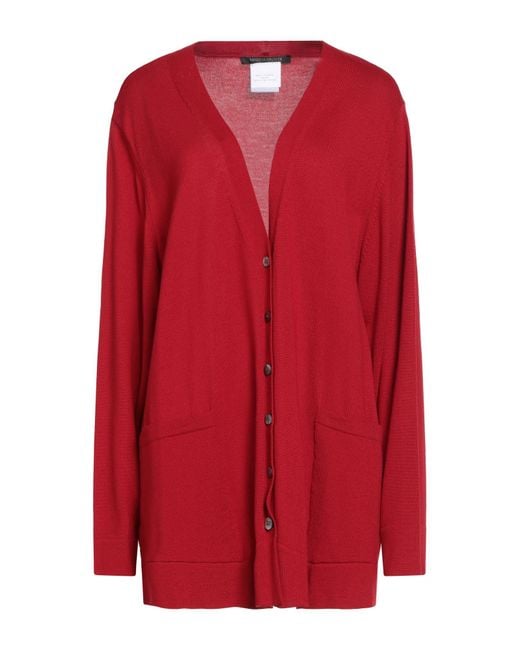 Marina Rinaldi Red Cardigan Virgin Wool